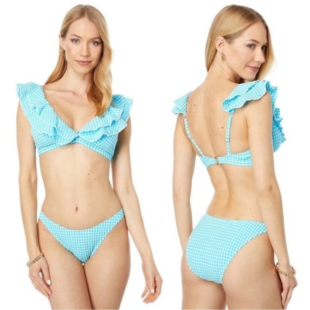 New Lilly Pulitzer Aelin Bikini Set Top & High-Cut Bikini Bottom‎ Turquoise 12